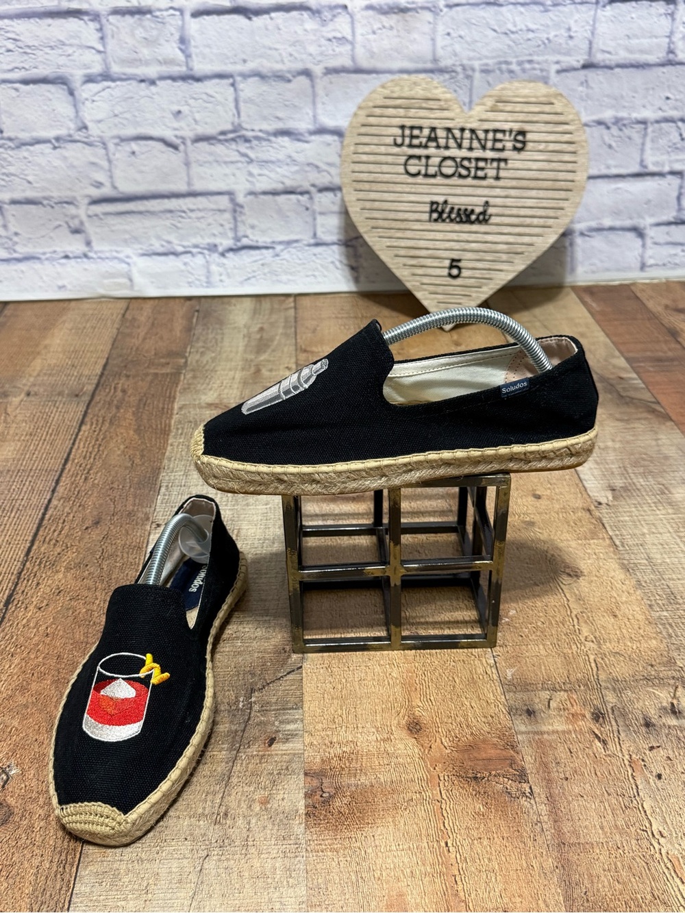 Soludos Black Negroni Smoking Slipper Espadrille - Picture 2 of 10